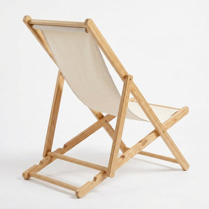 Fauteuil de jardin pliant en bois de pin, dossier réglable, assise en toile beige