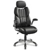 Fauteuil de bureau noir, dossier rembourré, capitonnage en lignes, appui-bras, piètement métal