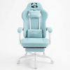 Fauteuil de bureau pivotant bleu clair, dossier haut à motif panda et repose-pieds