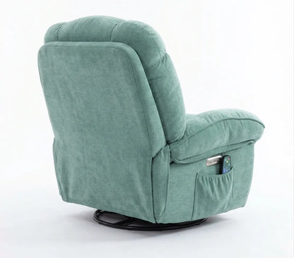 Fauteuil rembourré vert émeraude, accoudoir avec ports USB intégrés