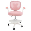 Fauteuil enfant rose, dossier en mesh avec motif, assise rembourrée et roulettes