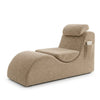 Fauteuil relax en tissu côtelé kaki, assise amovible, accoudoir latéral intégré.