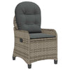 Fauteuil de jardin inclinable en résine tressée gris beige, coussin gris anthracite, dossier capitonné.